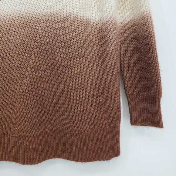 3/$25 LOFT Ombre Pullover Sweater M Merino Wool Blend Chunky Ribbed Cream - Picture 4 of 8